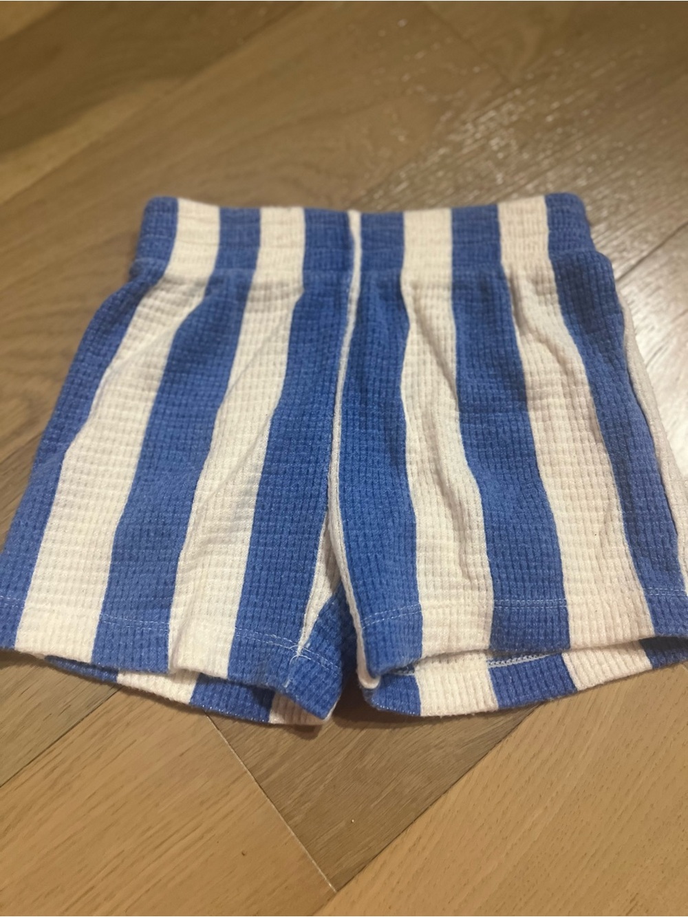 Blue & White Striped Kids Elastic-Waist Shorts